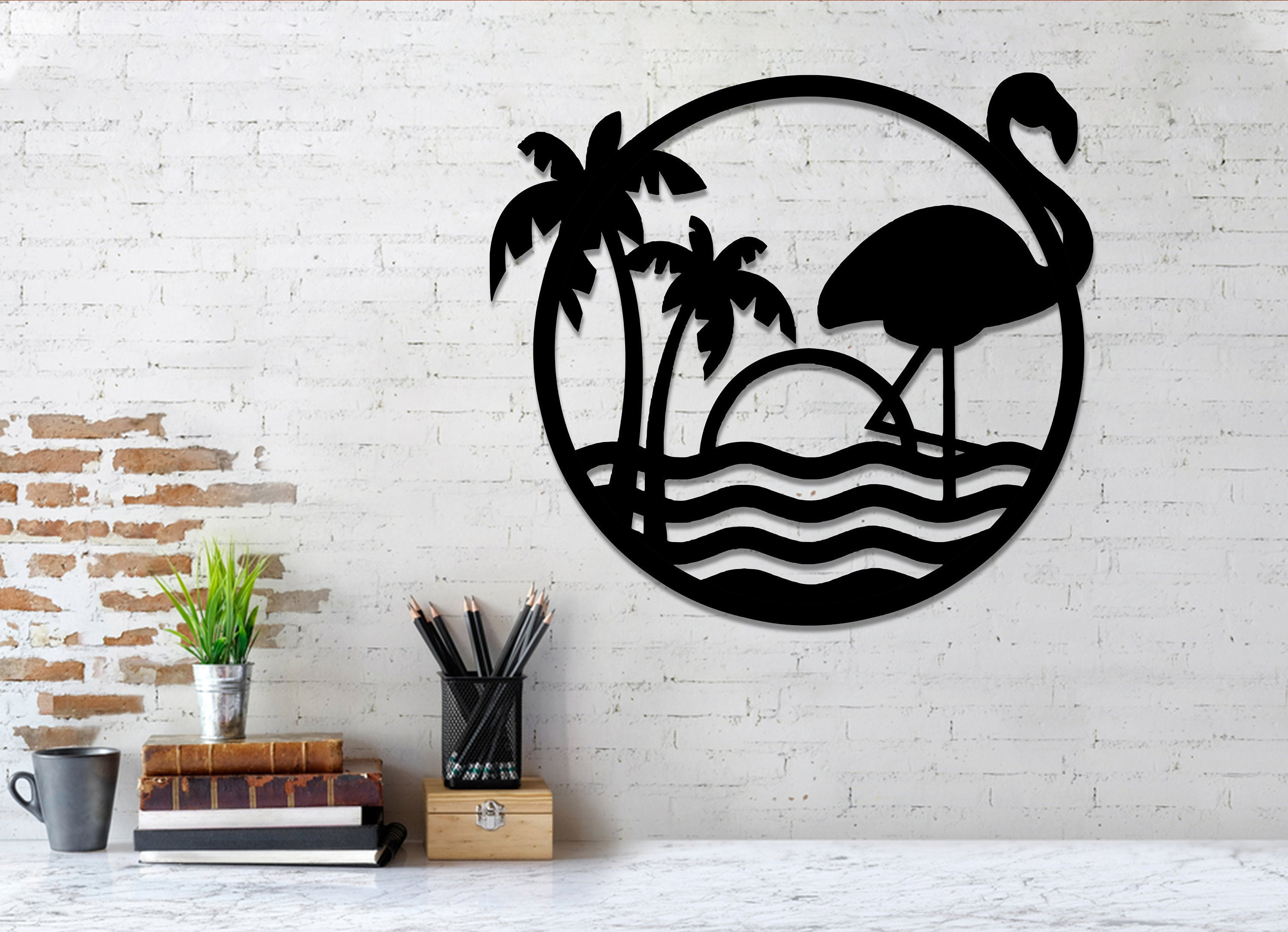 Personalized Flamingo Metal Sign, Beach House Metal Sign, Monogram Flamingo, Handcrafted Metal Art, Metal Yard Art, House Decor, Best Gift, Laser Cut Metal Signs Custom Gift Ideas 12x12IN