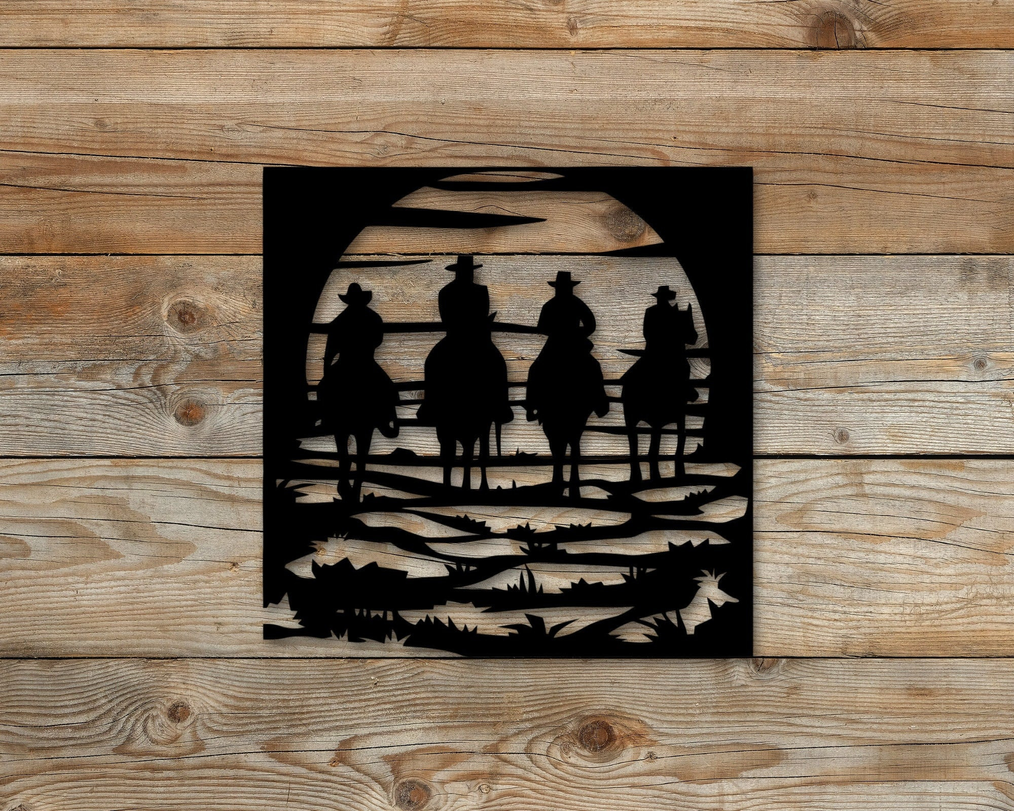 Cowboy Sign, Personalized Metal Cowboy Sign, Western Sign, Mounted Cowboy Sign, Cowboy Sunset Sign, Cowboy Wall Decor, Ranch Sign, Western, Laser Cut Metal Signs Custom Gift Ideas 14x14IN