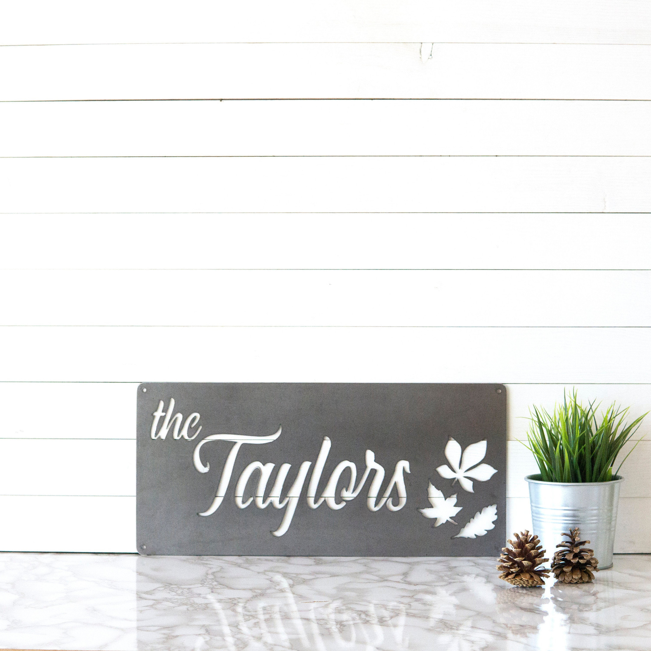 Personalized Family Name Sign, Metal Last Name Sign, Metal Family Name Sign, Wall Decor, Wedding Gift, Anniversary Gift, Gifts For Her, Laser Cut Metal Signs Custom Gift Ideas 14x14IN