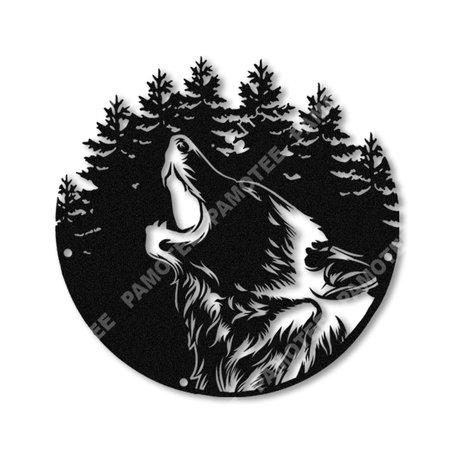 Wolf In The Forrest Metal Sign, Wildlife Housewarming Decoration, Metal Laser Cut Metal Signs Custom Gift Ideas 12x12IN