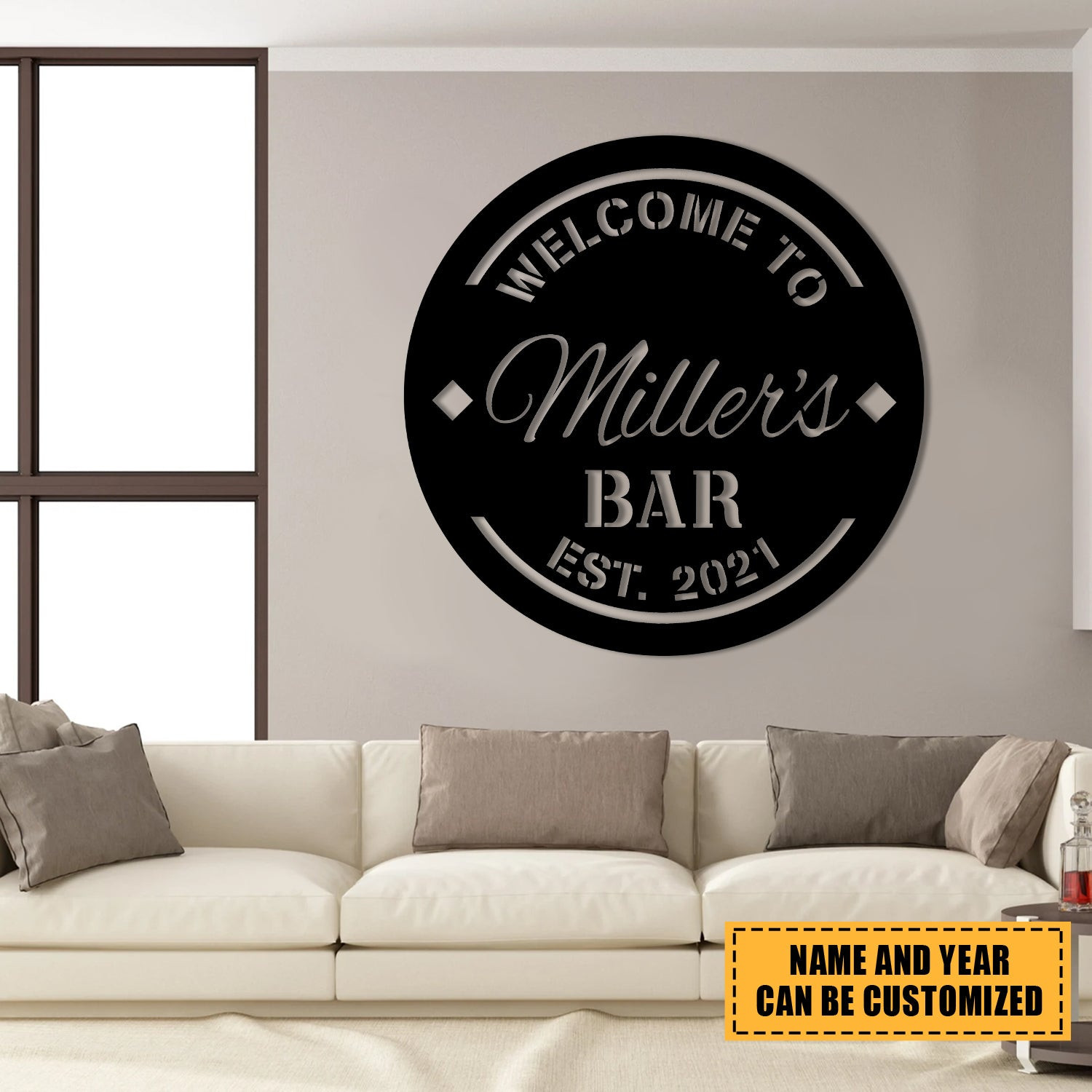 Personalized Metal Bar Sign, Custom Pub, Lounge, Caf�, Home Wall Decor, Metal Laser Cut Metal Signs Custom Gift Ideas 14x14IN