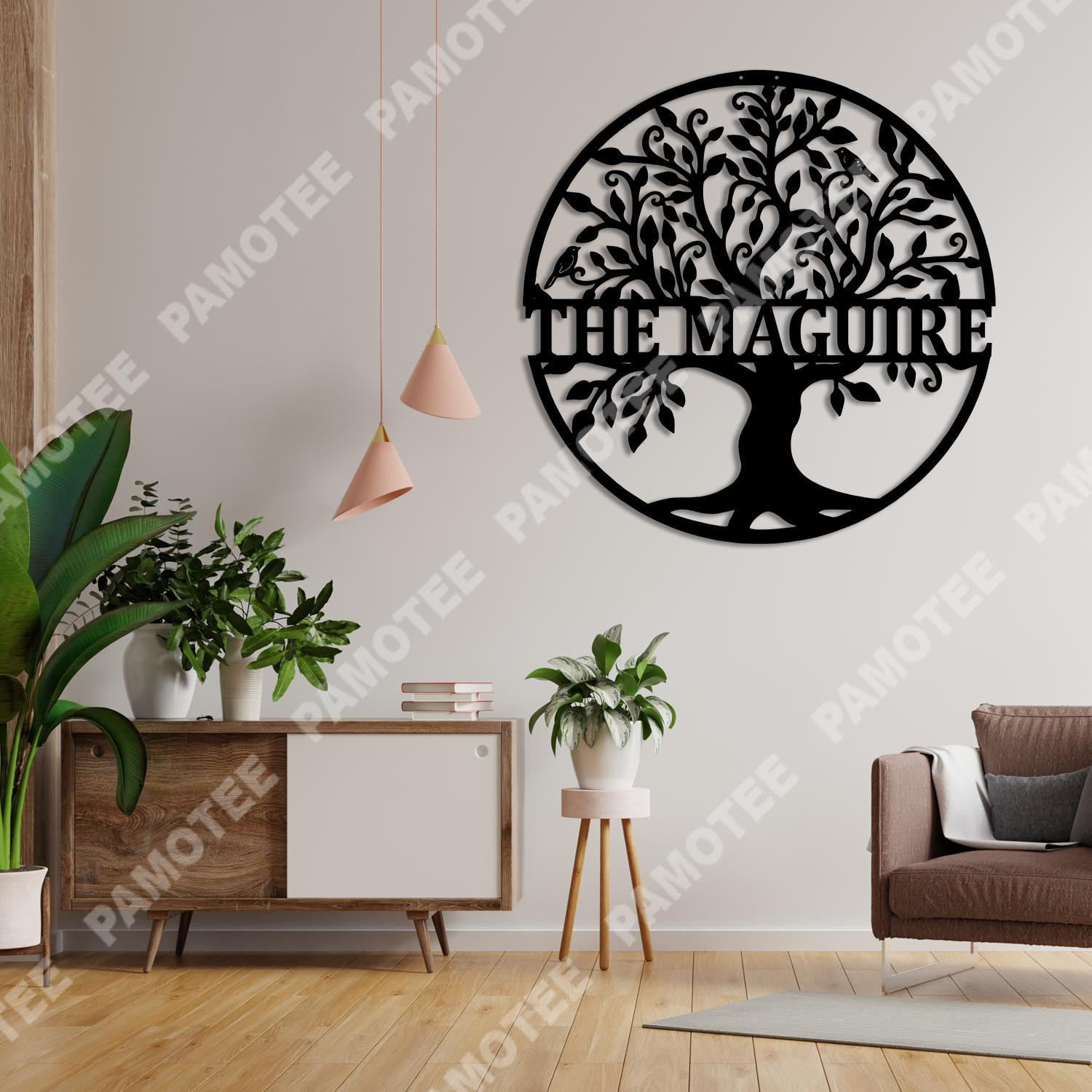 Personalized Name Tree Of Life Metal Decor, Natural Steel Art, Metal Laser Cut Metal Signs Custom Gift Ideas 18x18IN