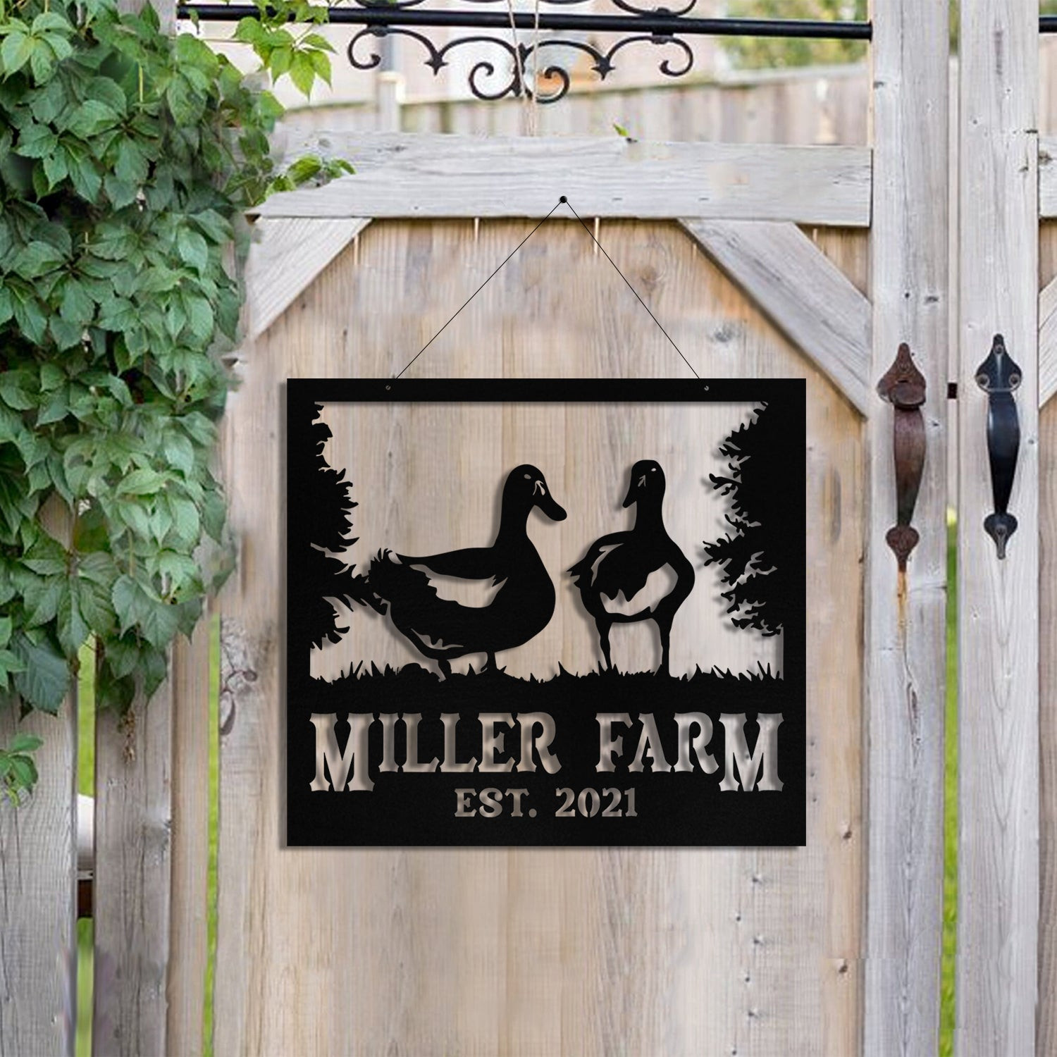 Personalized Metal Farm Sign Duck , Custom Outdoor, Front Gate, Ranch, Stable, Metal Laser Cut Metal Signs Custom Gift Ideas 18x18IN