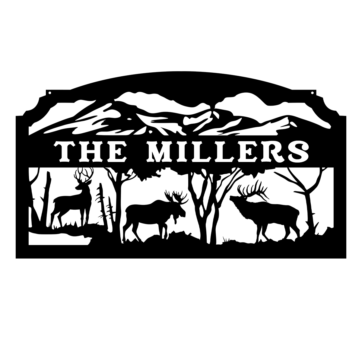 Personalized Family Name Deer Moose Elk Hunting Hunter Metal Art, Metal Laser Cut Metal Signs Custom Gift Ideas 24x24IN