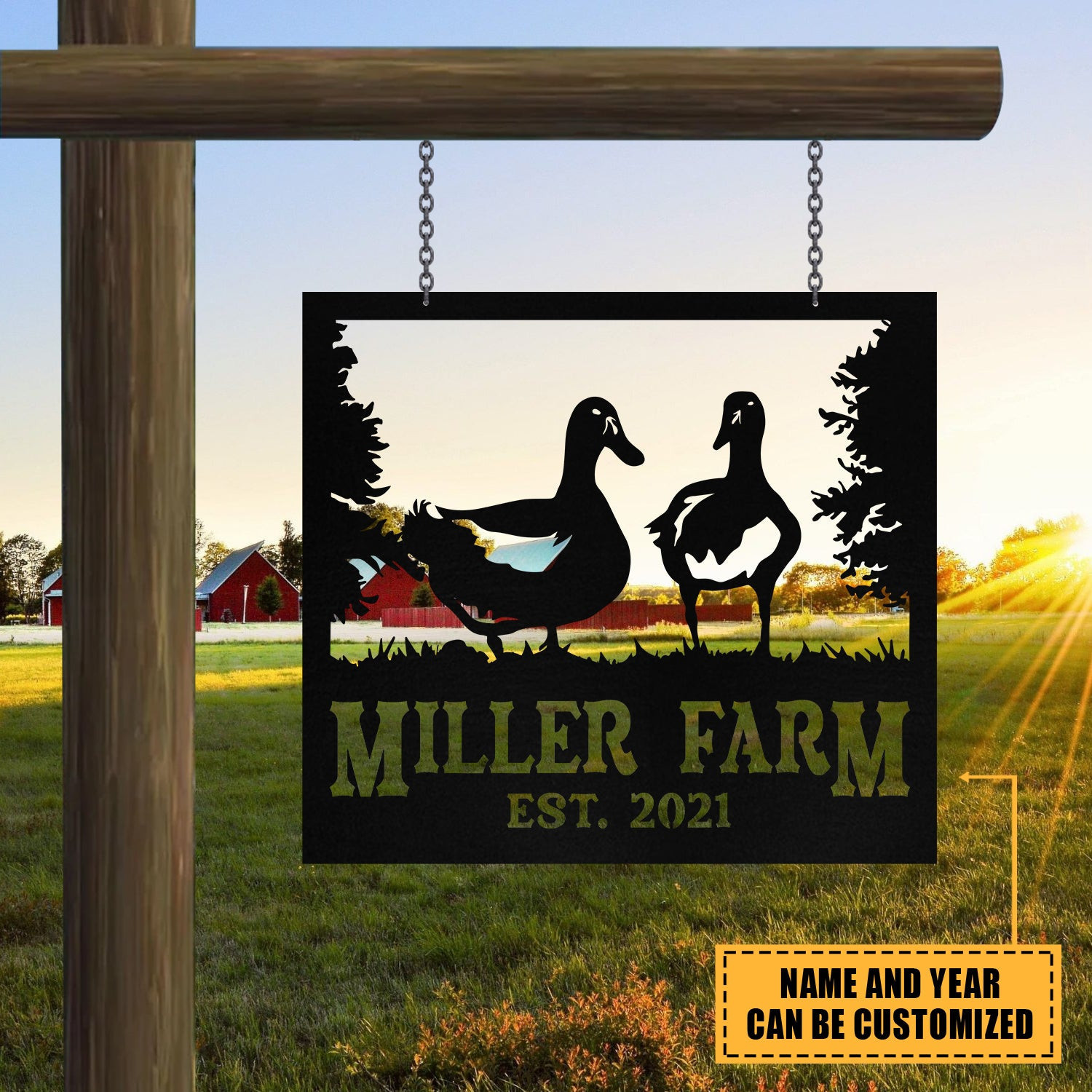 Personalized Metal Farm Sign Duck , Custom Outdoor, Front Gate, Ranch, Stable, Metal Laser Cut Metal Signs Custom Gift Ideas 12x12IN