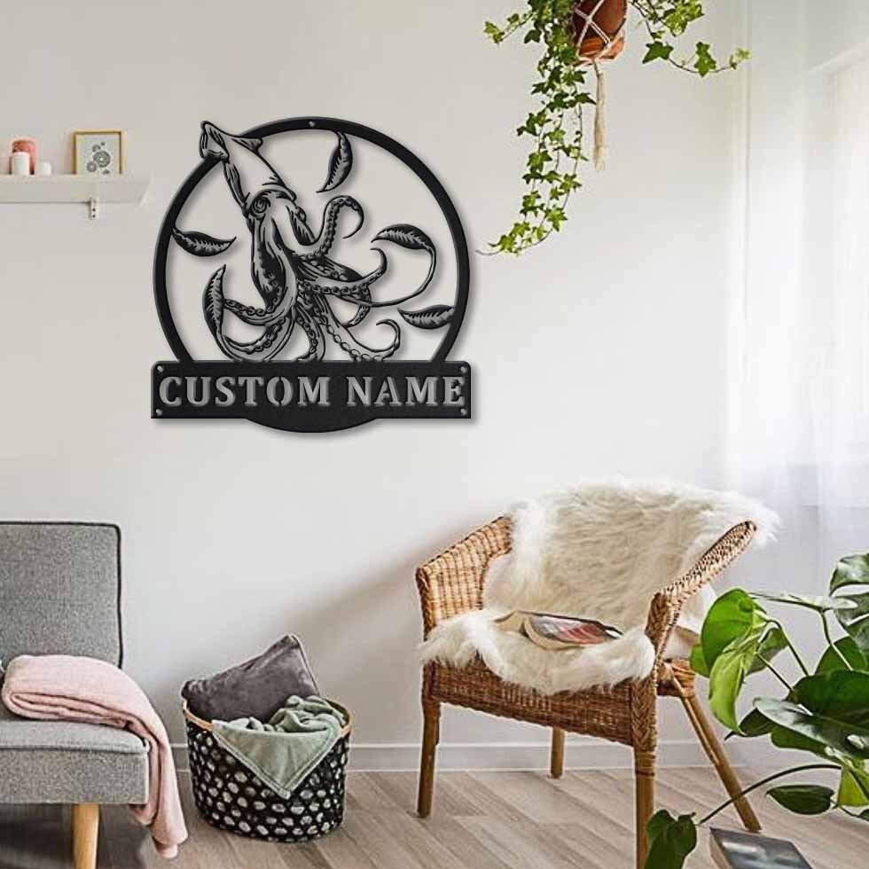Personalized Giant Squid Metal Sign Art, Custom Giant Squid Metal Sign, Giant Squid Gifts Funny, Hobbie Gift, Decor Decoration, Laser Cut Metal Signs Custom Gift Ideas 14x14IN
