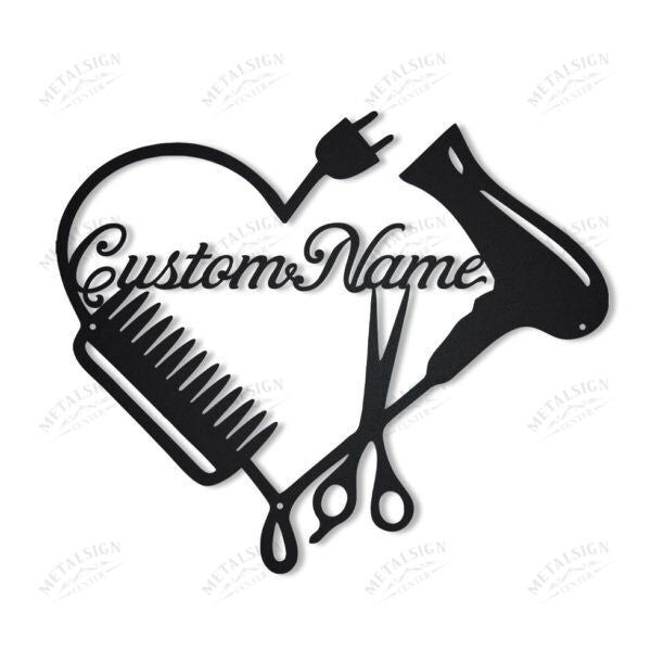 Personalized Hair Dresser Heart Metal Wall Decor, Cut Metal Sign, Metal Wall Art, Metal House Sign, Metal Laser Cut Metal Signs Custom Gift Ideas 14x14IN