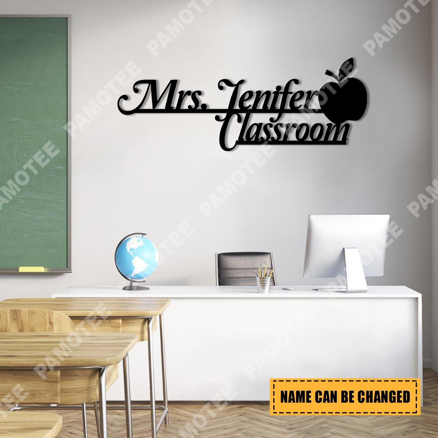 Customized Classroom Metal Door Sign, Teacher Wall Decoration, Metal Laser Cut Metal Signs Custom Gift Ideas 12x12IN