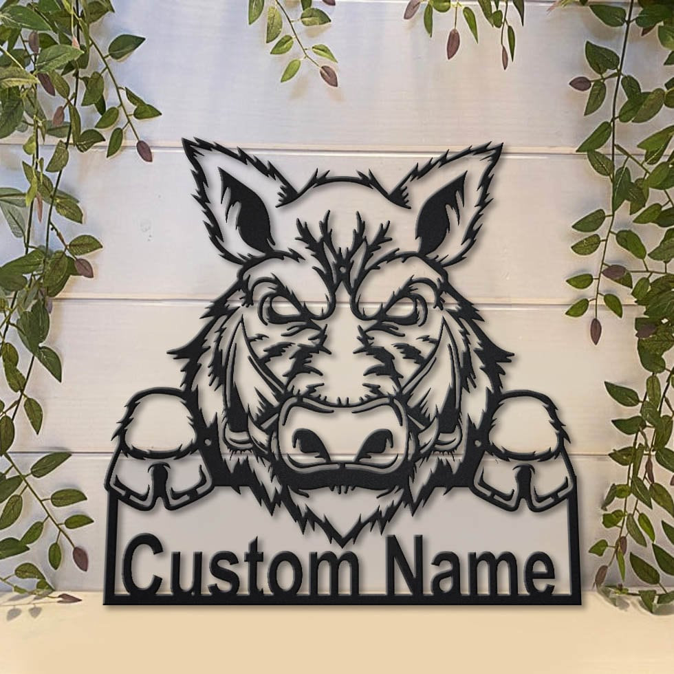 Personalized Feral Pig Metal Sign Art, Custom Feral Pig Metal Sign, Animal Funny, Pets Gift, Birthday Gift, Laser Cut Metal Signs Custom Gift Ideas 14x14IN