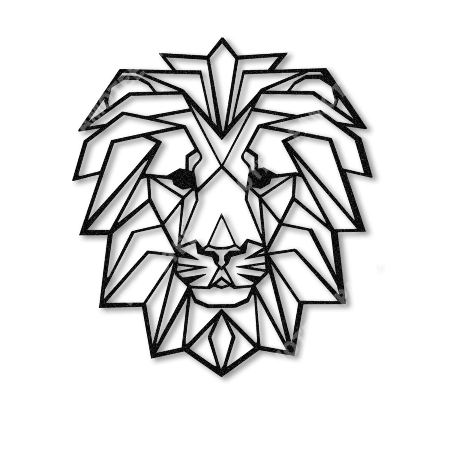 Geometric Lion Metal Art, Wildlife Housewarming Decoration, Metal Laser Cut Metal Signs Custom Gift Ideas 12x12IN