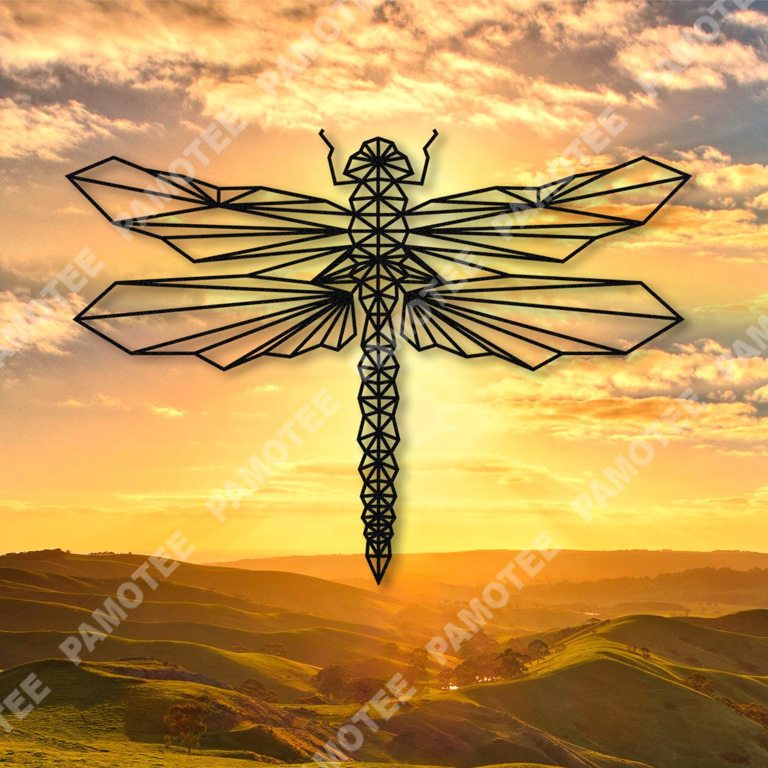 Geometric Dragonfly Metal Art, Home Decor, Mother's Day Gift, Metal Laser Cut Metal Signs Custom Gift Ideas 12x12IN