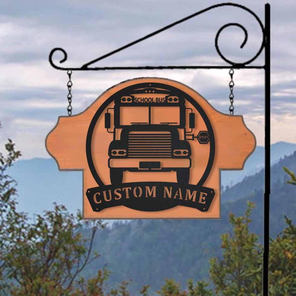 Personalized School Bus Driver Metal Sign Art, Custom School Bus Driver Monogram Metal Sign, Bus Driver Gifts, Job Gift, Home Decor, Laser Cut Metal Signs Custom Gift Ideas 14x14IN