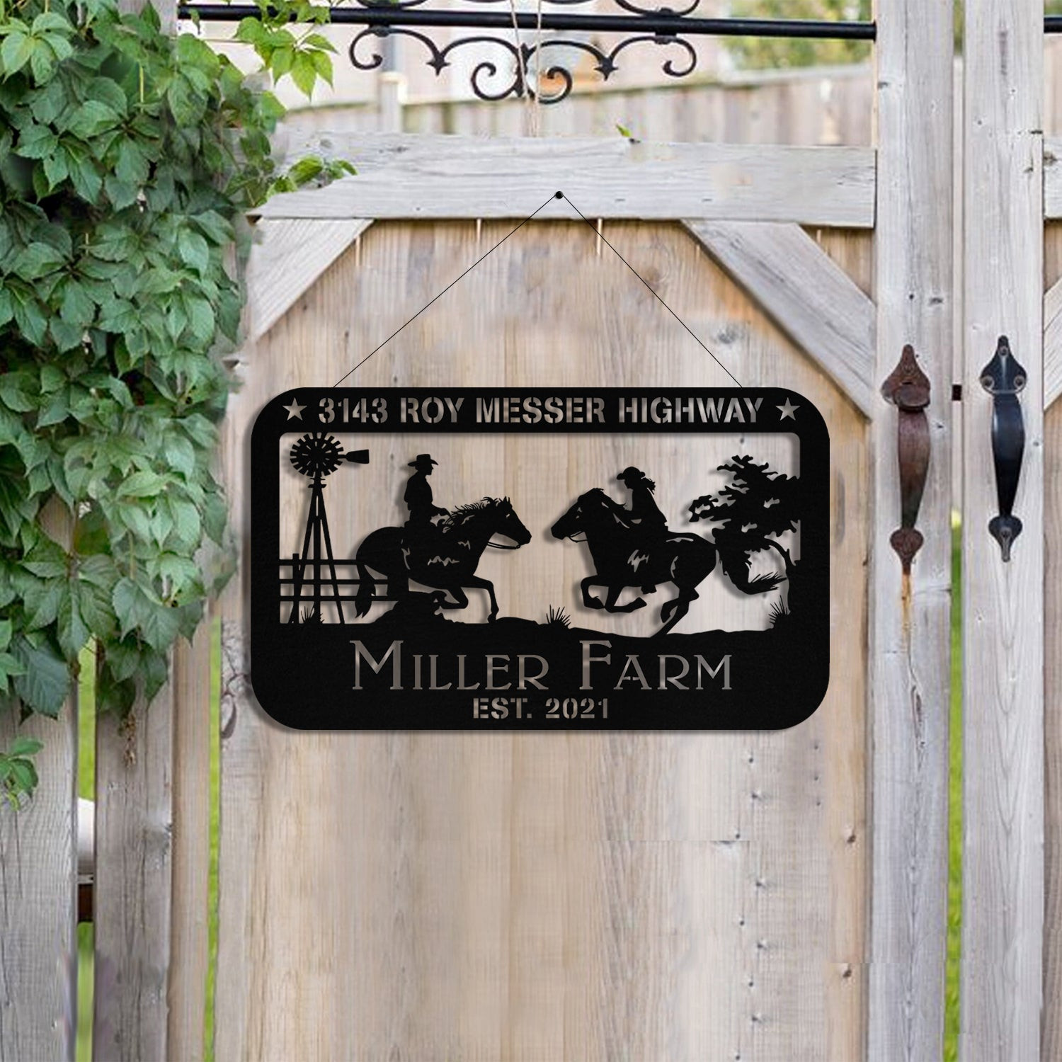 Personalized Metal Horse Rider Sign, Custom Outdoor, Farmhouse, Metal Laser Cut Metal Signs Custom Gift Ideas 14x14IN