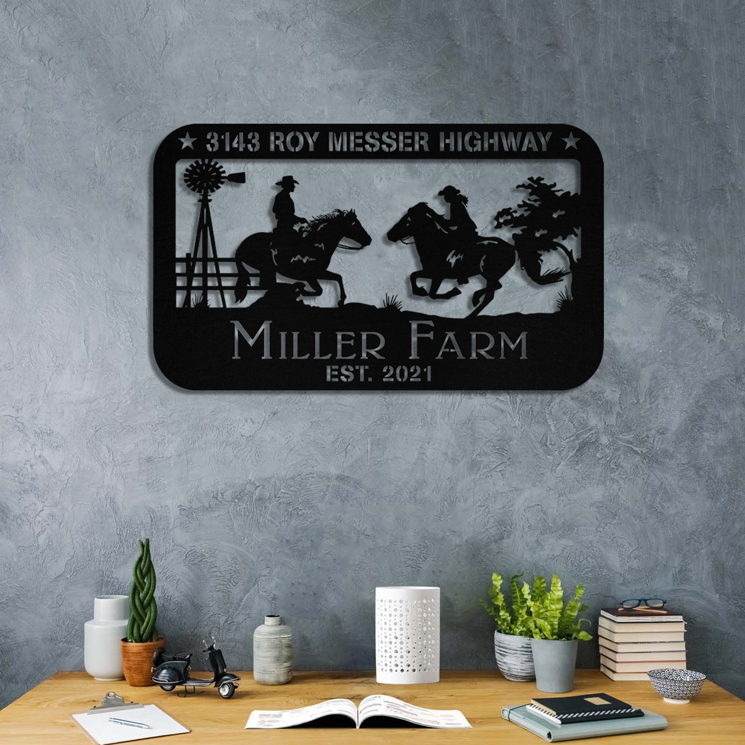 Personalized Metal Horse Rider Sign, Custom Outdoor, Farmhouse, Metal Laser Cut Metal Signs Custom Gift Ideas 18x18IN