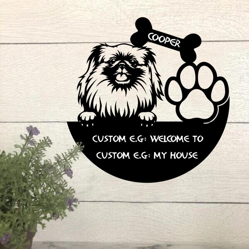 Dog Lovers Welcome To My House Personalized Funny Metal Sign, Metal Laser Cut Metal Signs Custom Gift Ideas 12x12IN