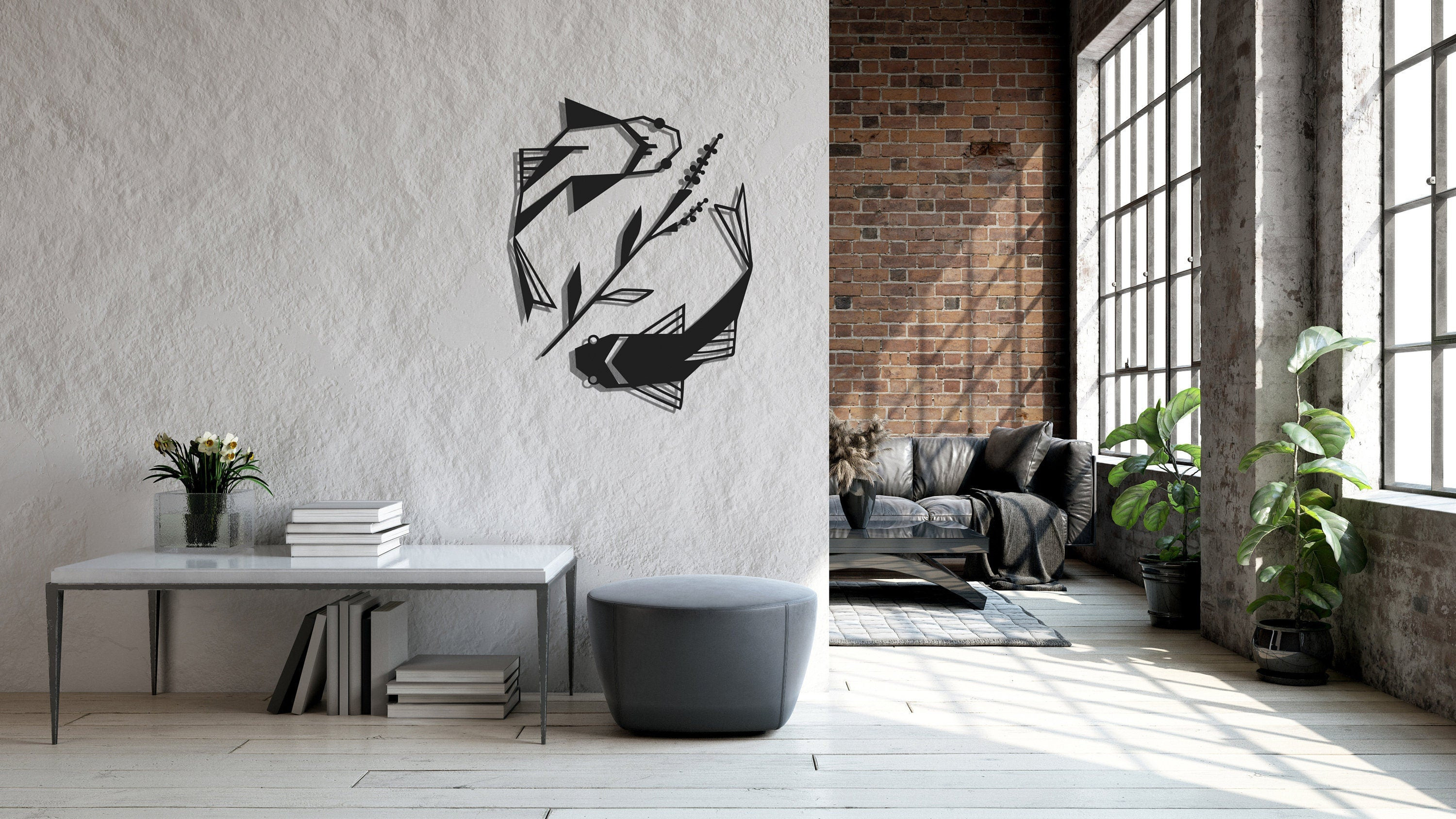 Fish Metal Wall Decor, Yin Yang Metal Wall Art, Housewarming Gift| Office Home Living Room Decor, Outdoor Metal Wall Art, Metal Laser Cut Metal Signs Custom Gift Ideas 12x12IN