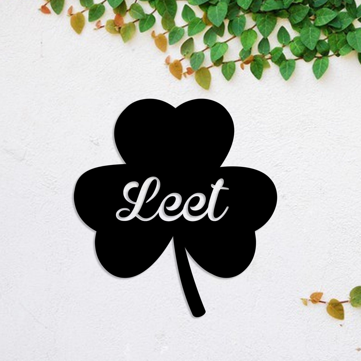 Personalized Leet Three Leaf Clover Shamrock Irish Celtic Metal Sign, Metal Laser Cut Metal Signs Custom Gift Ideas 12x12IN