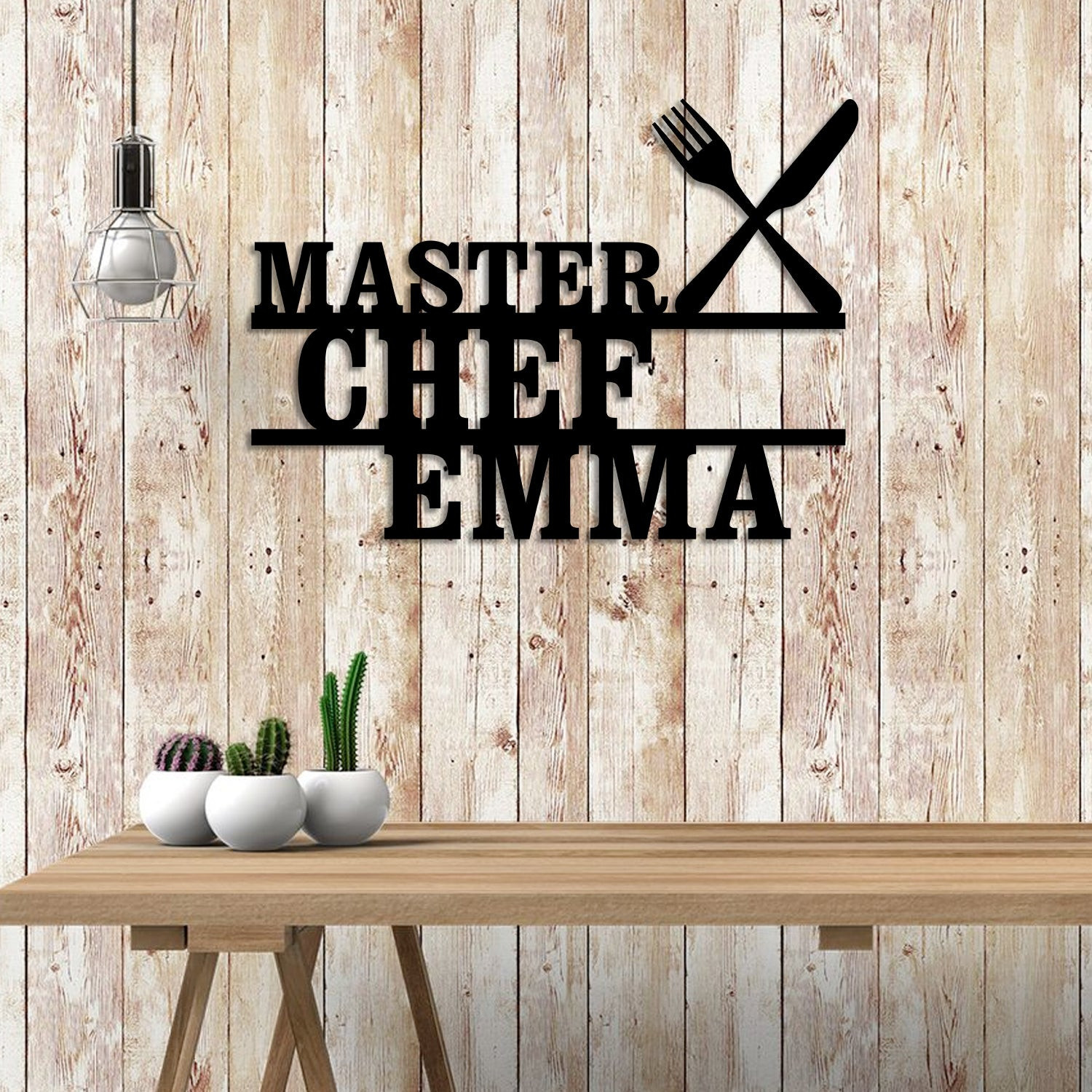 Personalized Name Cooking Master Chef Metal Sign, Custom Restaurant, Home Kitchen, Metal Laser Cut Metal Signs Custom Gift Ideas 24x24IN