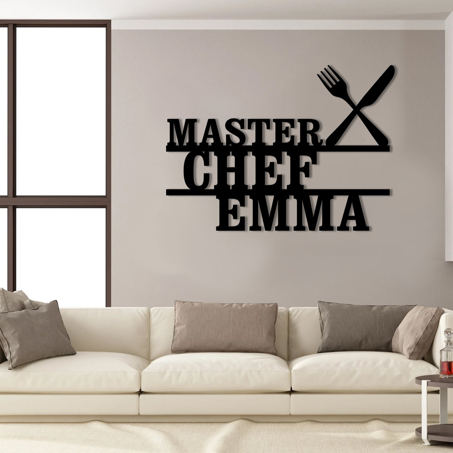 Personalized Name Cooking Master Chef Metal Sign, Custom Restaurant, Home Kitchen, Metal Laser Cut Metal Signs Custom Gift Ideas 12x12IN