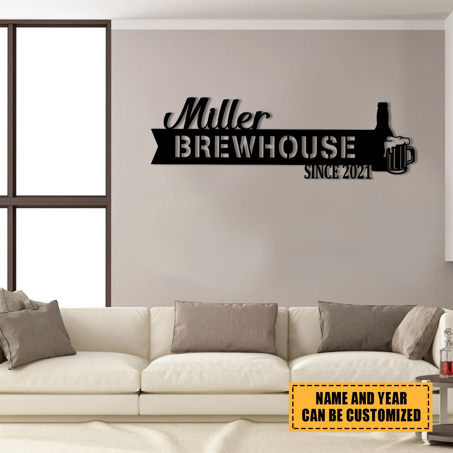 Personalized Beer Brewhouse Metal Bar Sign, Custom Pub, Tap, Lounge, Caf�, Home Wall Decor, Metal Laser Cut Metal Signs Custom Gift Ideas 14x14IN