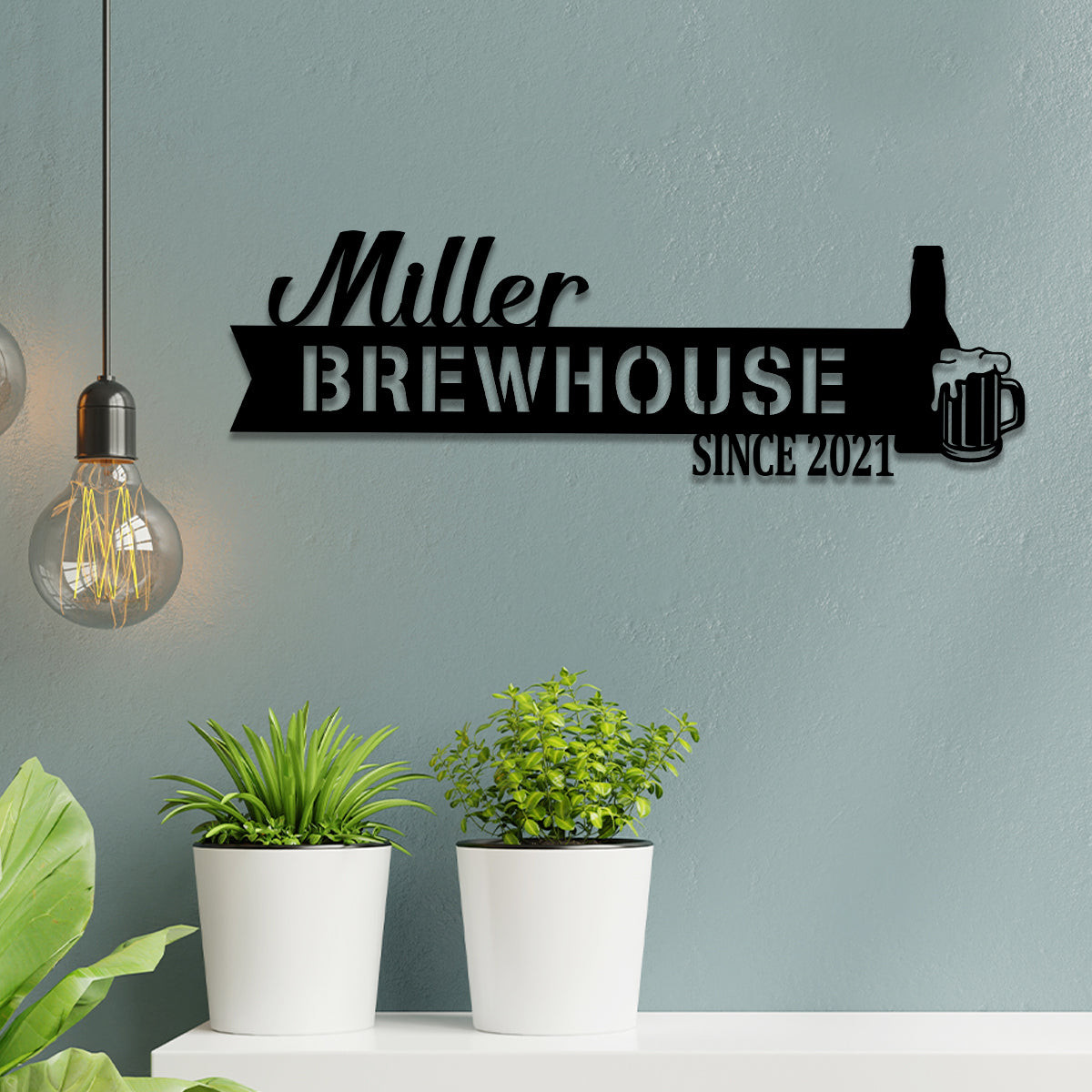 Personalized Beer Brewhouse Metal Bar Sign, Custom Pub, Tap, Lounge, Caf�, Home Wall Decor, Metal Laser Cut Metal Signs Custom Gift Ideas 18x18IN