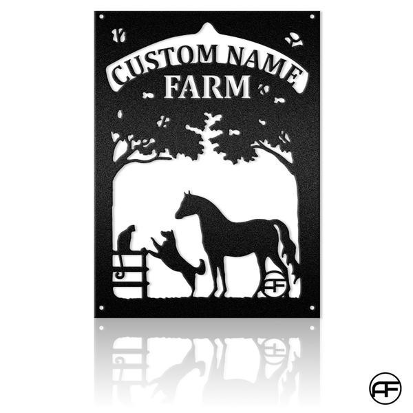 Farm Horse Dog And Cat Personalized Metal Sign, Farmhouse Décor Afcultures Metal Wall Art, Metal Laser Cut Metal Signs Custom Gift Ideas 12x12IN