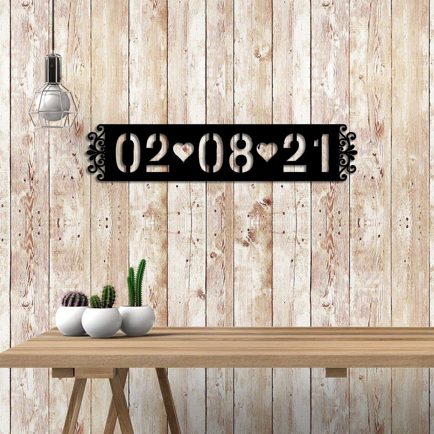 Personalized Date Valentines Day Metal Sign, Custom Home Decor Gift For Her, Wedding, Anniversary Wall Art, Metal Laser Cut Metal Signs Custom Gift Ideas 12x12IN