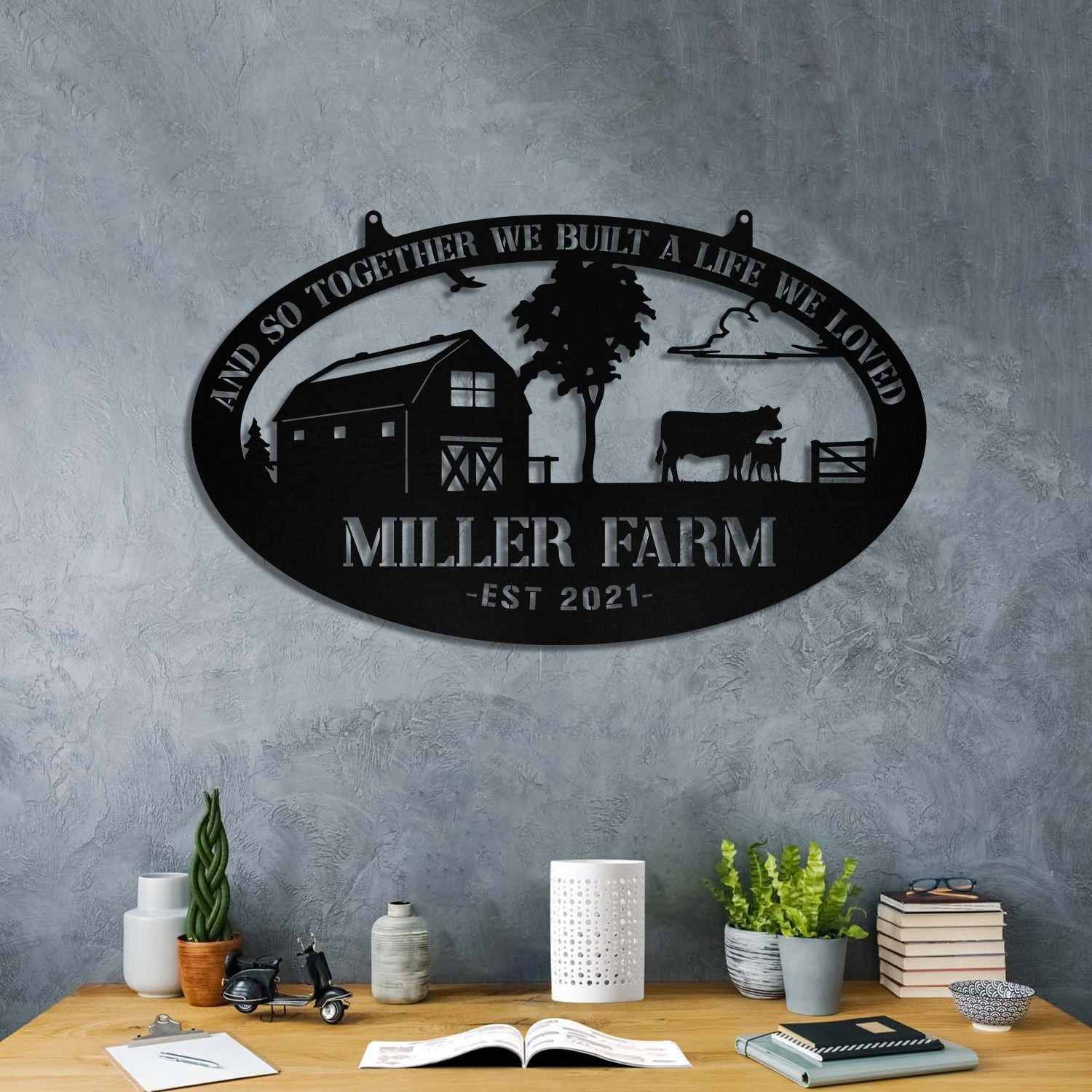Personalized Metal Farm Sign Barn Cow Cattle Monogram, Custom Outdoor Farmhouse, Metal Laser Cut Metal Signs Custom Gift Ideas 18x18IN