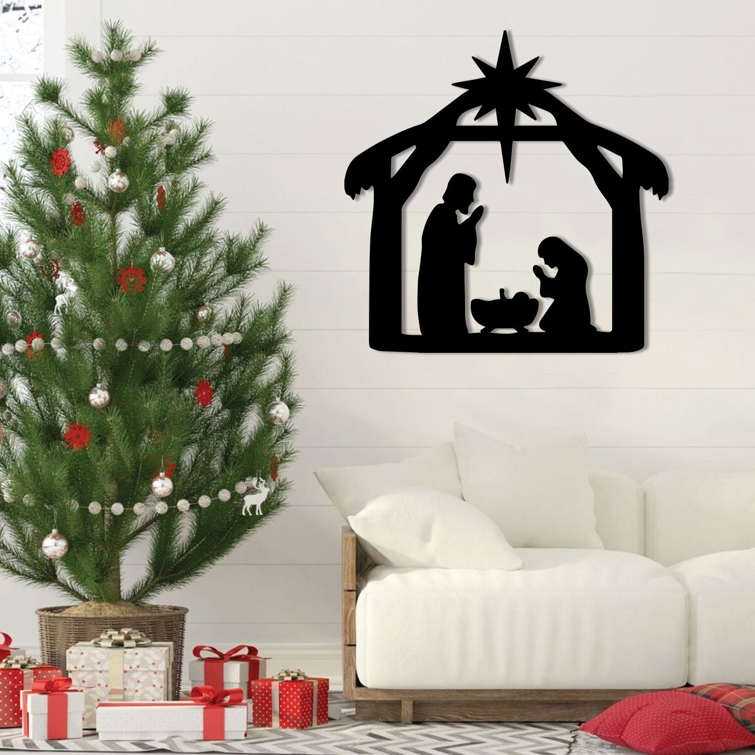 Nativity Christmas Metal Sign, Jesus Christ Born, Holy Night Decoration, Metal Laser Cut Metal Signs Custom Gift Ideas 12x12IN