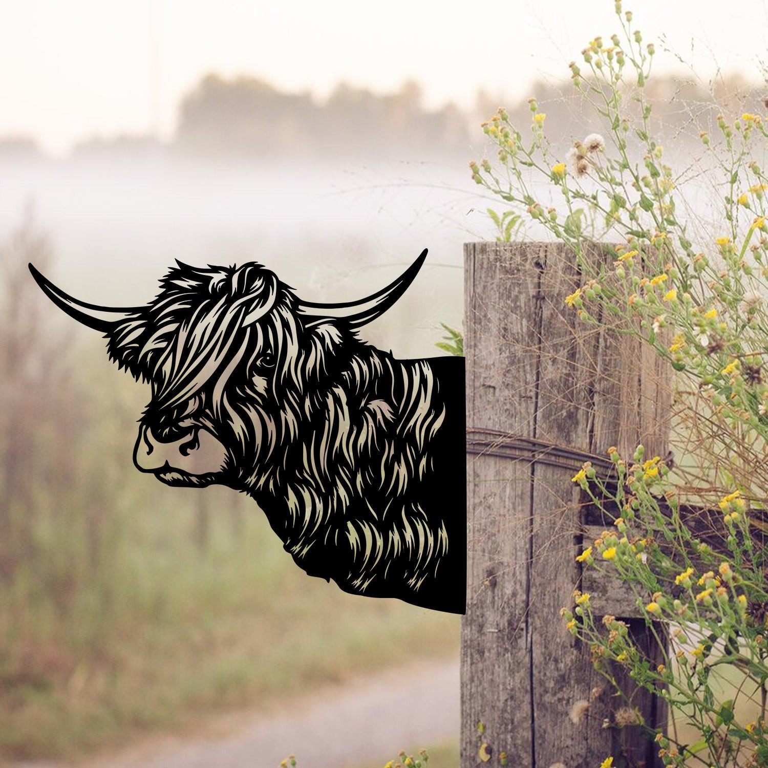 Funny Highland Cattle Metal Art, Farm Decoration, Metal Laser Cut Metal Signs Custom Gift Ideas 12x12IN