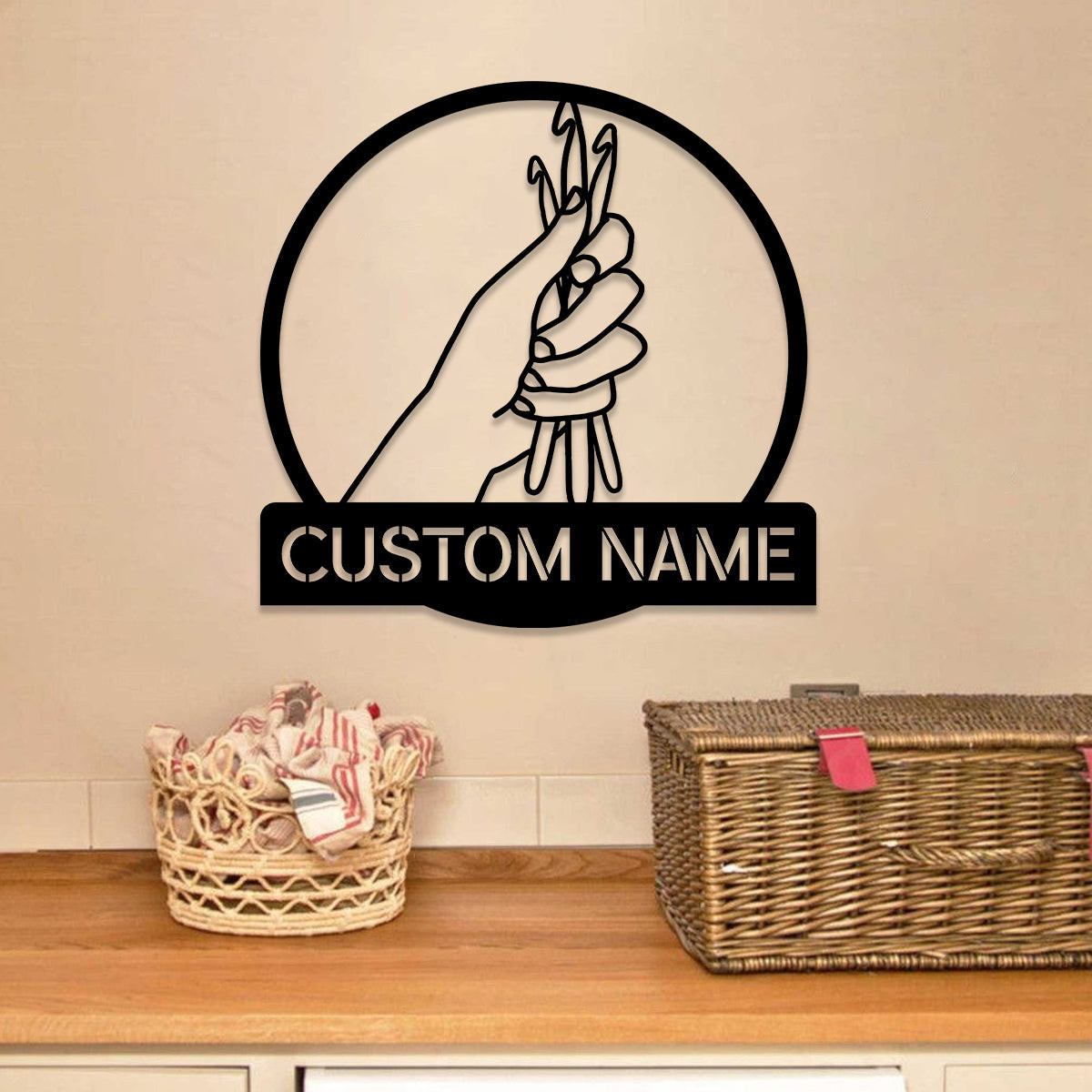 Personalized Crochet Knitting Metal Sign, Wedding, Anniversary Gift For Her, Mother, Grandma, Metal Laser Cut Metal Signs Custom Gift Ideas 14x14IN
