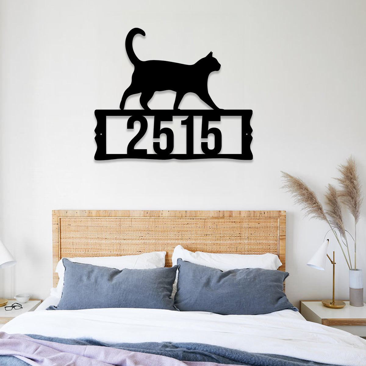 Personalized Address Cat Metal Sign, Wedding, Anniversary Gift For Cat Lovers, Metal Laser Cut Metal Signs Custom Gift Ideas 18x18IN