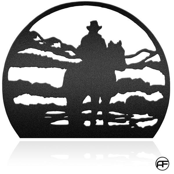 Cowboy Horse Scene Personalized Horse Metal Sign, Horseshoe Art, Western Decor, Initial Metal Sign, Housewarming Gift, Farmhouse Decor Afculture Metal Wall Art, Metal Laser Cut Metal Signs Custom Gift Ideas 12x12IN