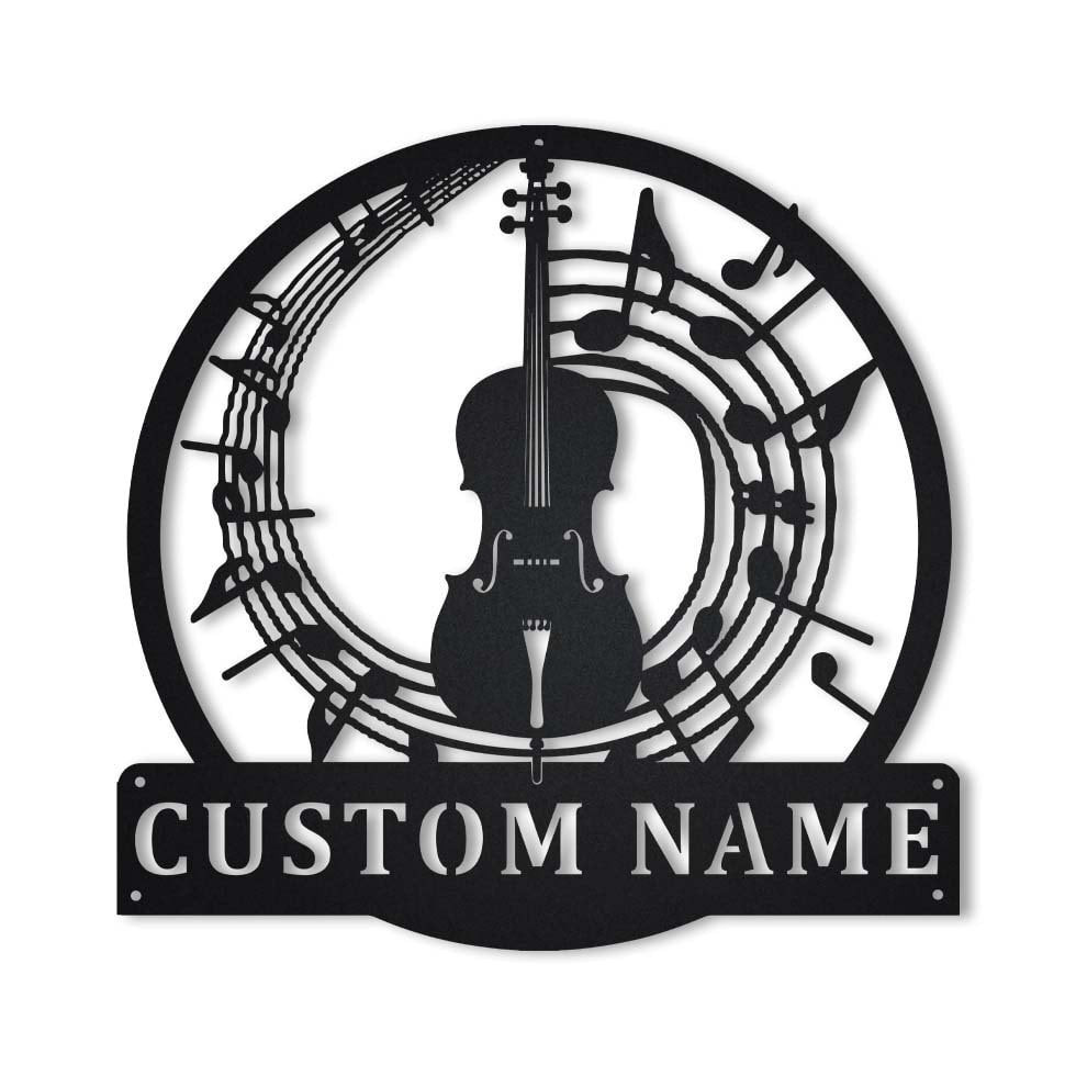 Personalized Cello Monogram Metal Sign Art, Custom Cello Monogram Metal Sign, Cello Music Gifts For Men, Musical Instrument, Laser Cut Metal Signs Custom Gift Ideas 12x12IN
