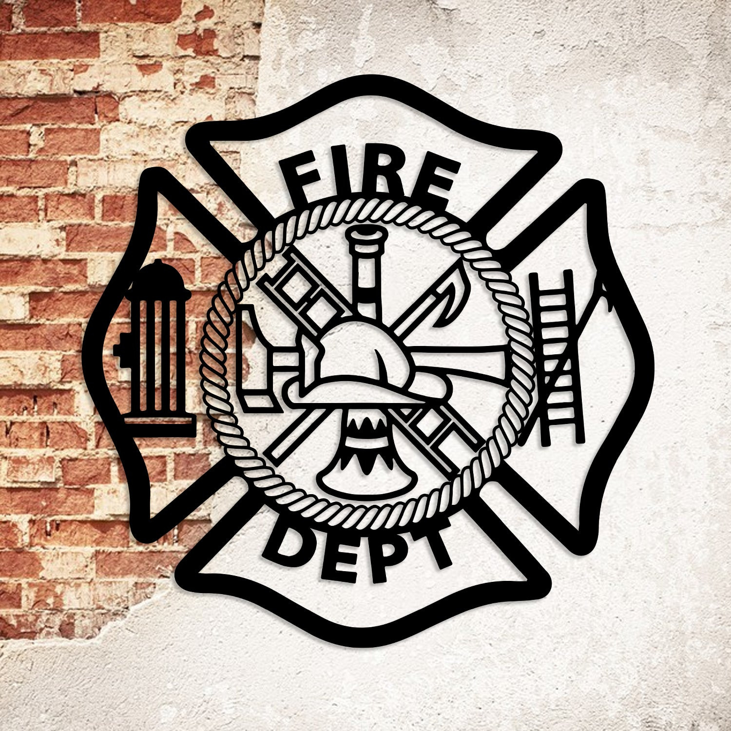 Fire Dept Firefighter Metal Wall Decor, First Responder Gift, Metal Laser Cut Metal Signs Custom Gift Ideas 18x18IN