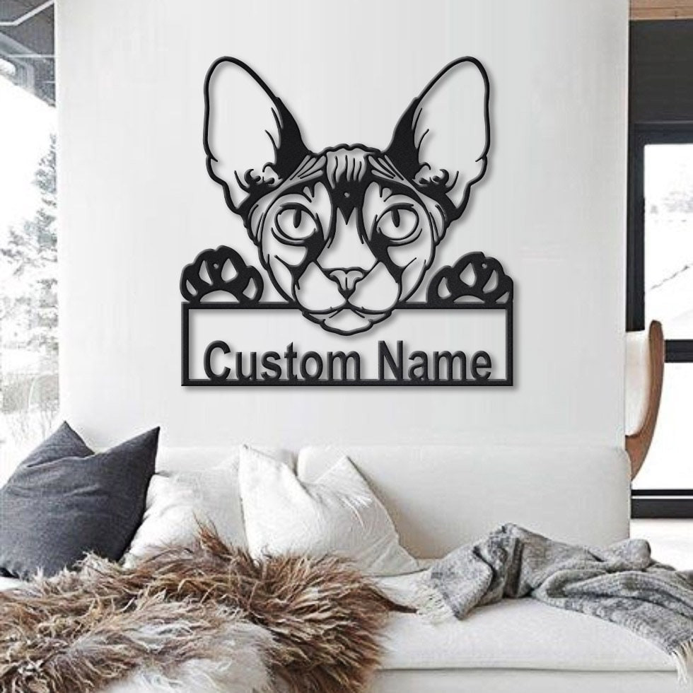 Personalized Donskoy Cat Metal Sign Art, Custom Donskoy Cat Metal Sign, Father&#39;s Day Gift, Pets Gift, Birthday Gift, Laser Cut Metal Signs Custom Gift Ideas 14x14IN