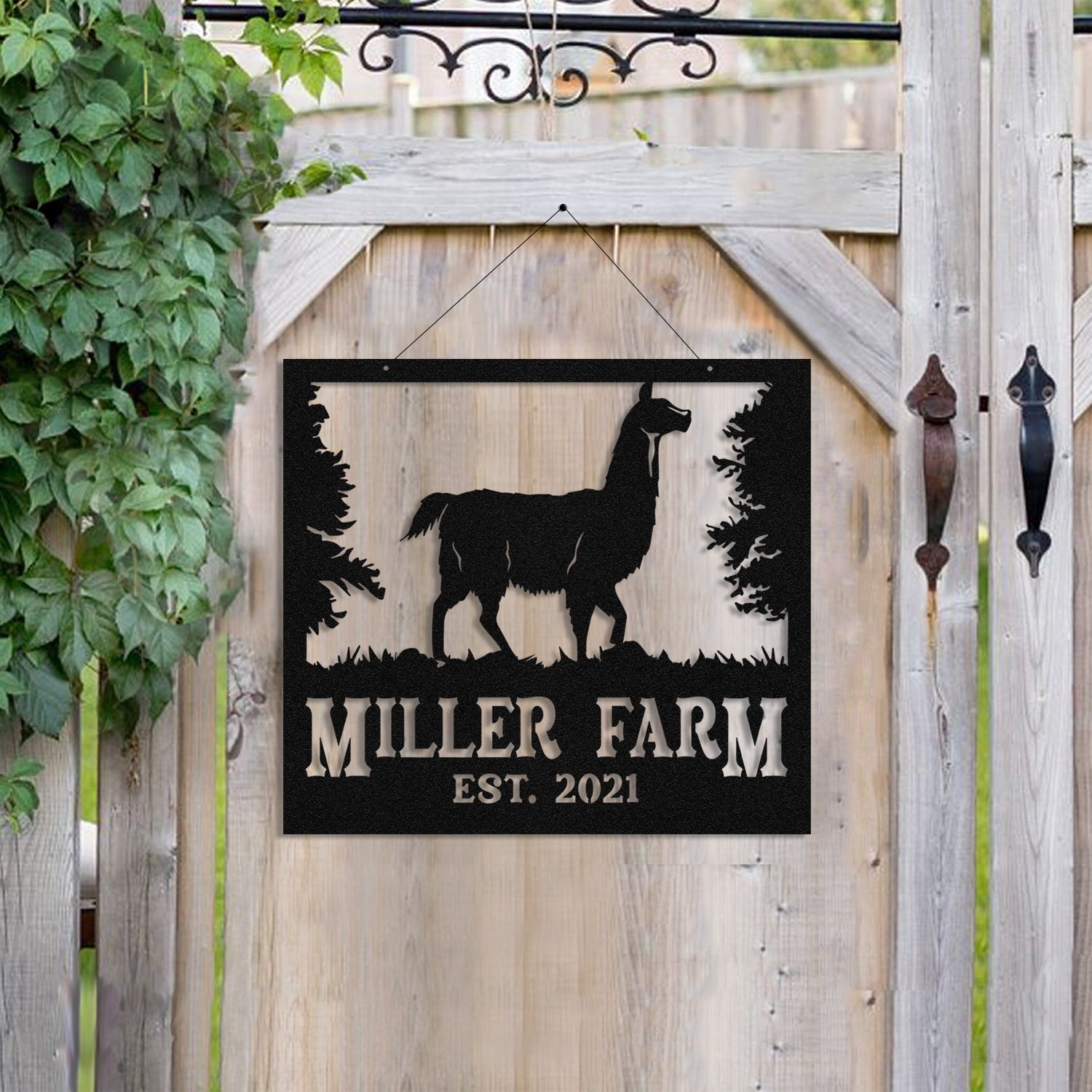 Personalized Metal Farm Sign Llama, Custom Outdoor Farmhouse, Ranch, Stable, Metal Laser Cut Metal Signs Custom Gift Ideas 14x14IN