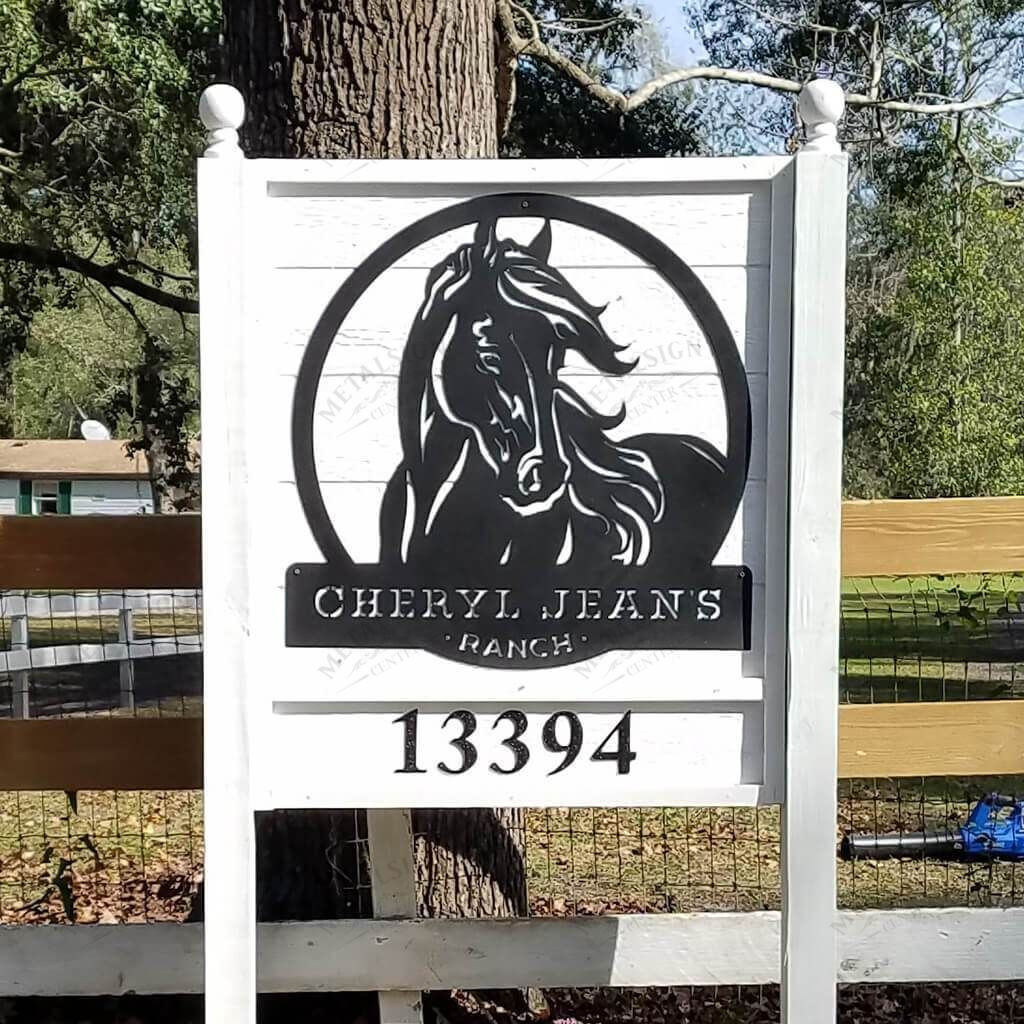 Personalized Horse Ranch Sign Monogram, Cut Metal Sign, Metal Wall Art, Metal House Sign, Metal Laser Cut Metal Signs Custom Gift Ideas 14x14IN