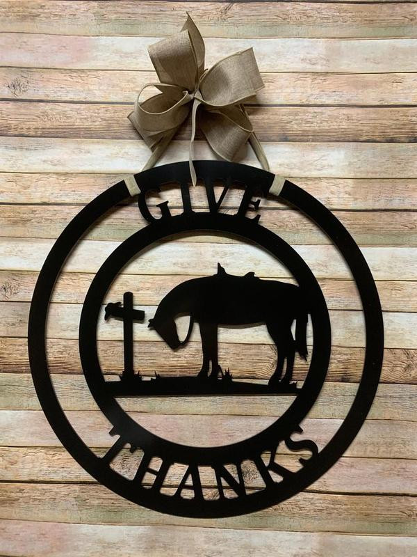 Horse At Cross Personalized Horse Metal Sign, Horseshoe Art, Western Decor, Initial Metal Sign, Housewarming Gift, Farmhouse Decor Afculture Metal Wall Art, Metal Laser Cut Metal Signs Custom Gift Ideas 14x14IN
