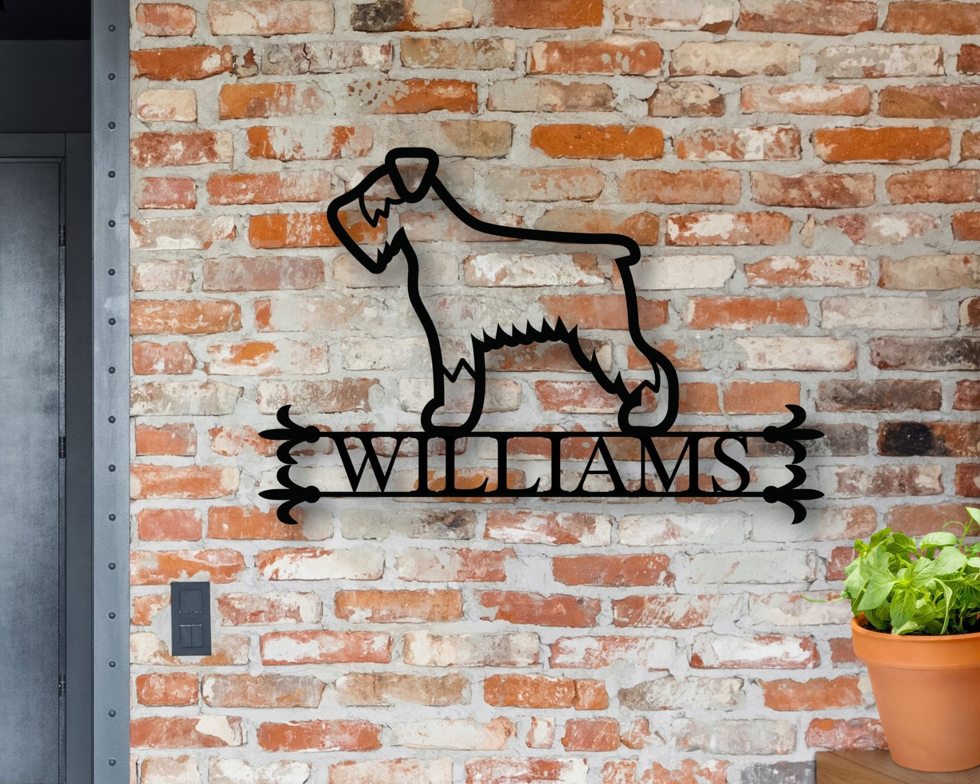 Personalized Metal Dog Sign, Metal House Number Dog Sign, Front Porch Sign, Address Sign, Metal Schnauzer Sign,custom Schnauzer Address Sign, Laser Cut Metal Signs Custom Gift Ideas 14x14IN