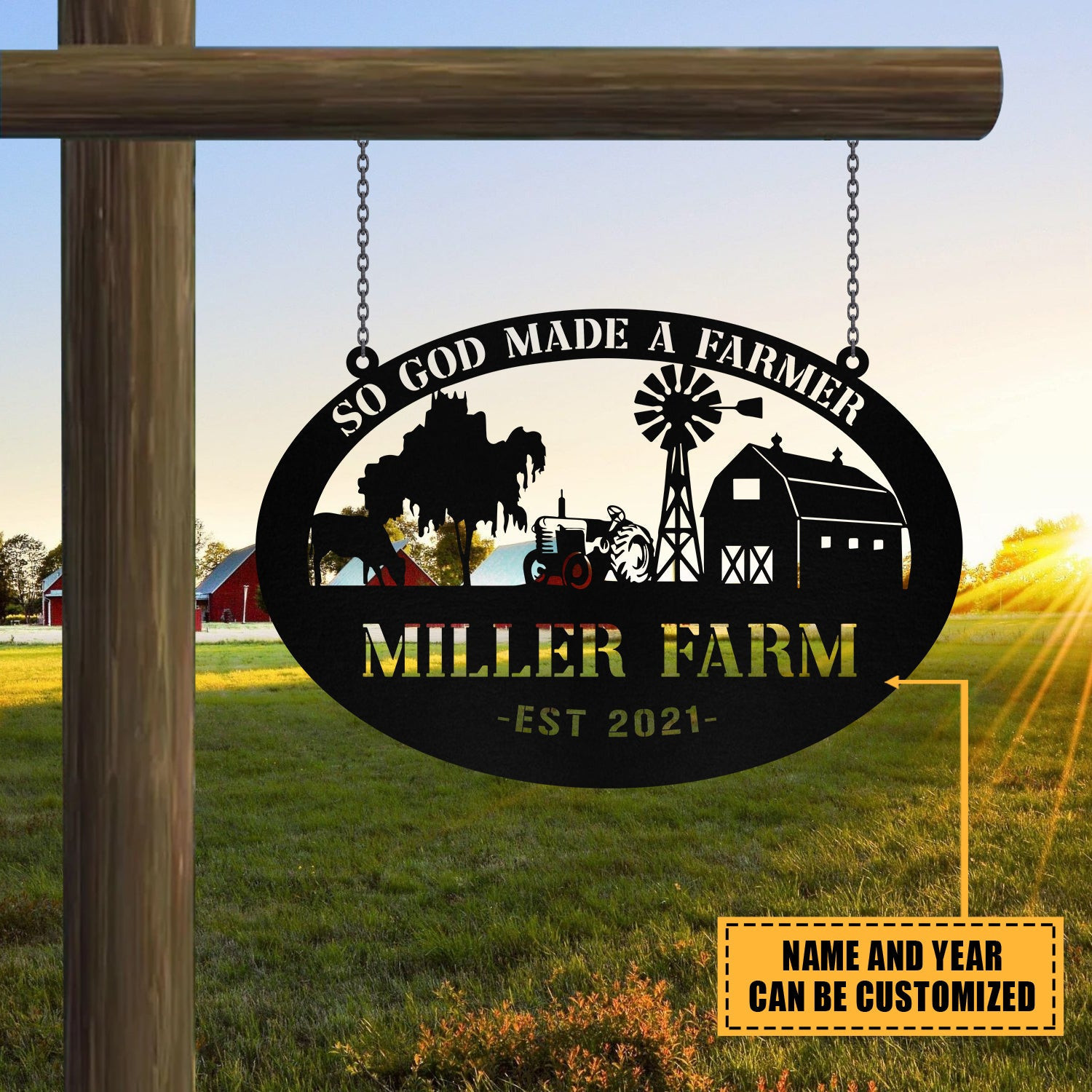 Metal Farm Sign Barn Tractor Monogram, Custom Farmhouse, Wall Decor Gift, Metal Laser Cut Metal Signs Custom Gift Ideas 12x12IN