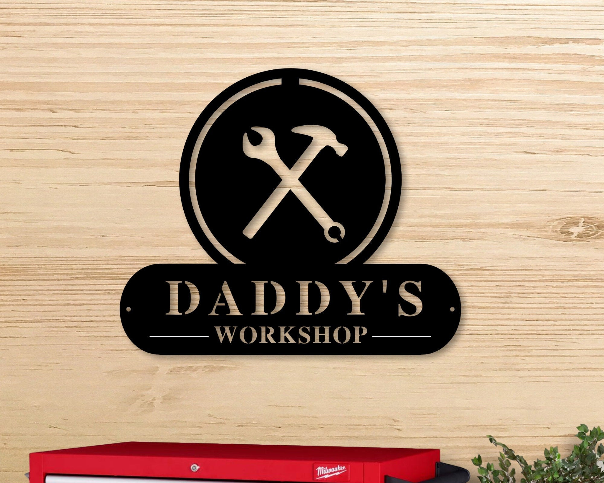 Christmas Gift, Personalized Fathers Day Gift Personalized Gift For Him Husband Gift Custom Garage Sign Metal Shop Sign Metal Works, Laser Cut Metal Signs Custom Gift Ideas 14x14IN