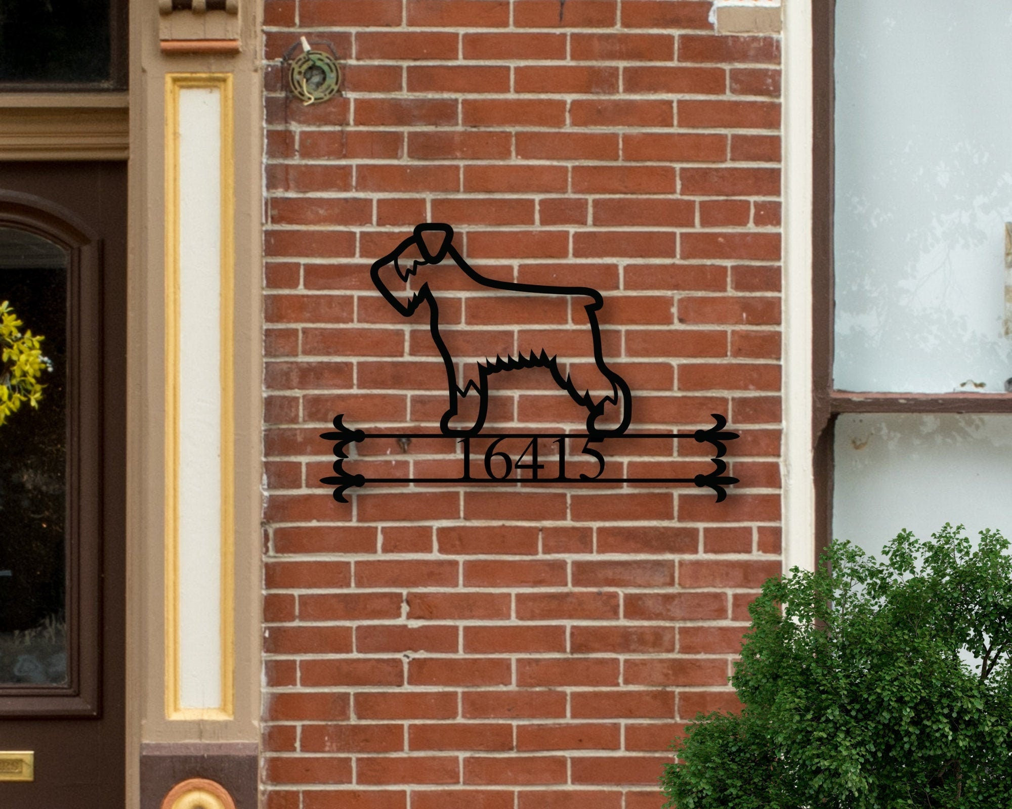 Personalized Metal Dog Sign, Metal House Number Dog Sign, Front Porch Sign, Address Sign, Metal Schnauzer Sign,custom Schnauzer Address Sign, Laser Cut Metal Signs Custom Gift Ideas 12x12IN