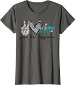 Womens Peace Love Dog Groomer Puppies Grooming Dog Lovers Gifts T-Shirt