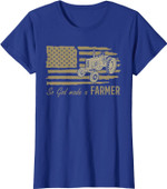 USA Patriotic American Flag Tractor So God Made A Farmer T-Shirt