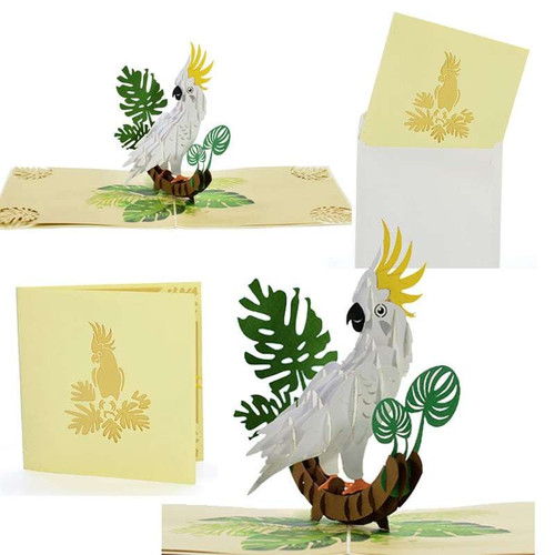 White Parrot (Yellow-Crested Cockatoo) DIY 3D Pop Up Card Kit