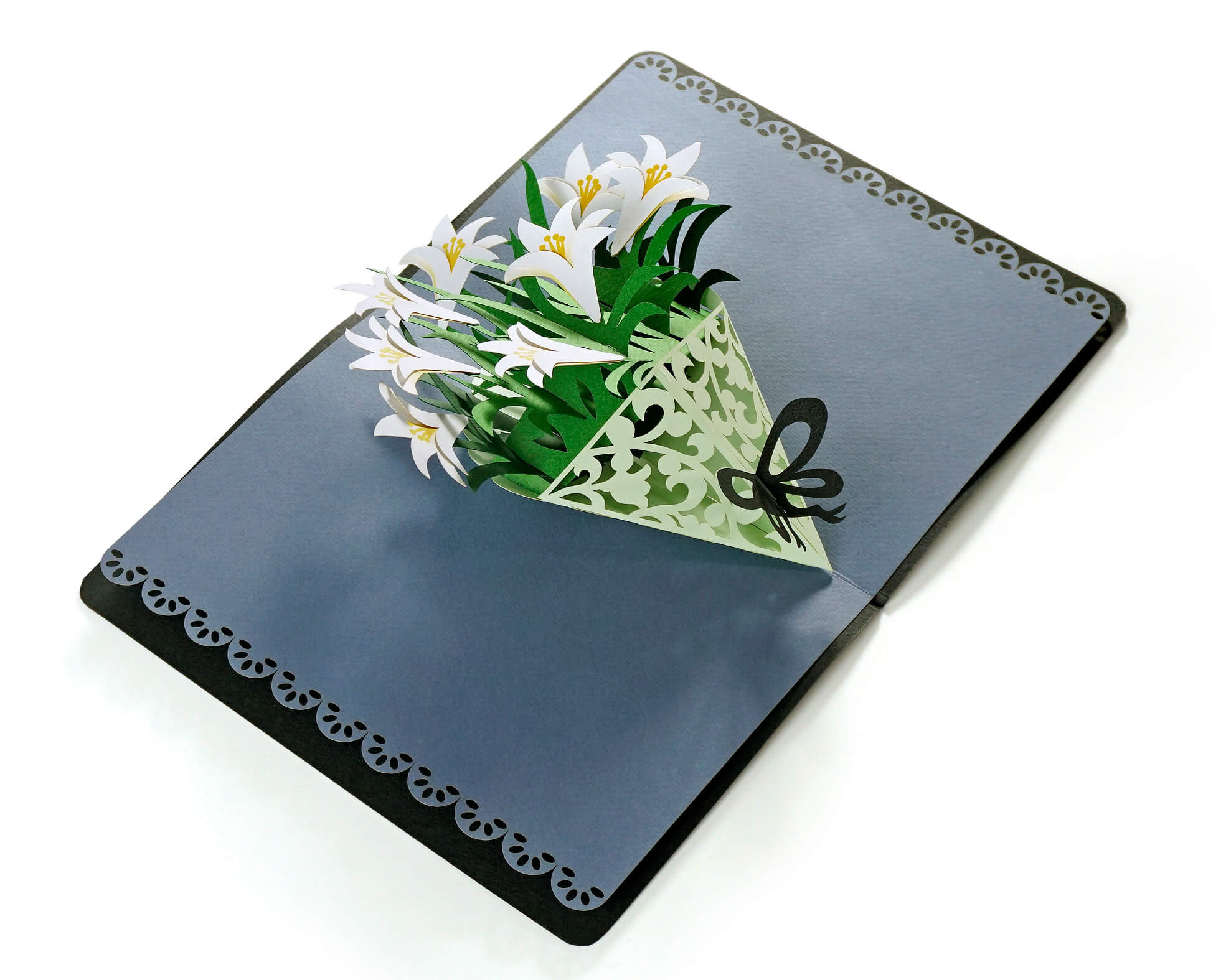Lily Flowers Black Version Pop Up Card