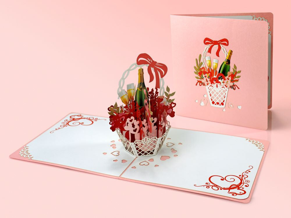Champagne and Flowers 3D Popup card