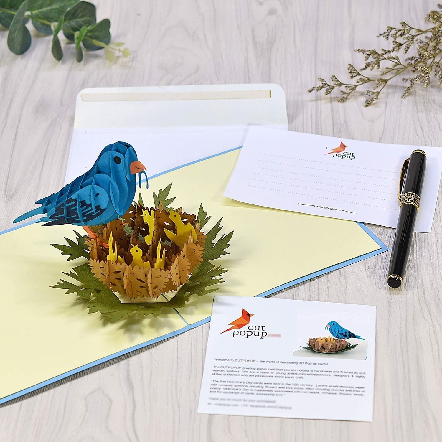 Blue Bird (with nest) 3D Pop Up Card
