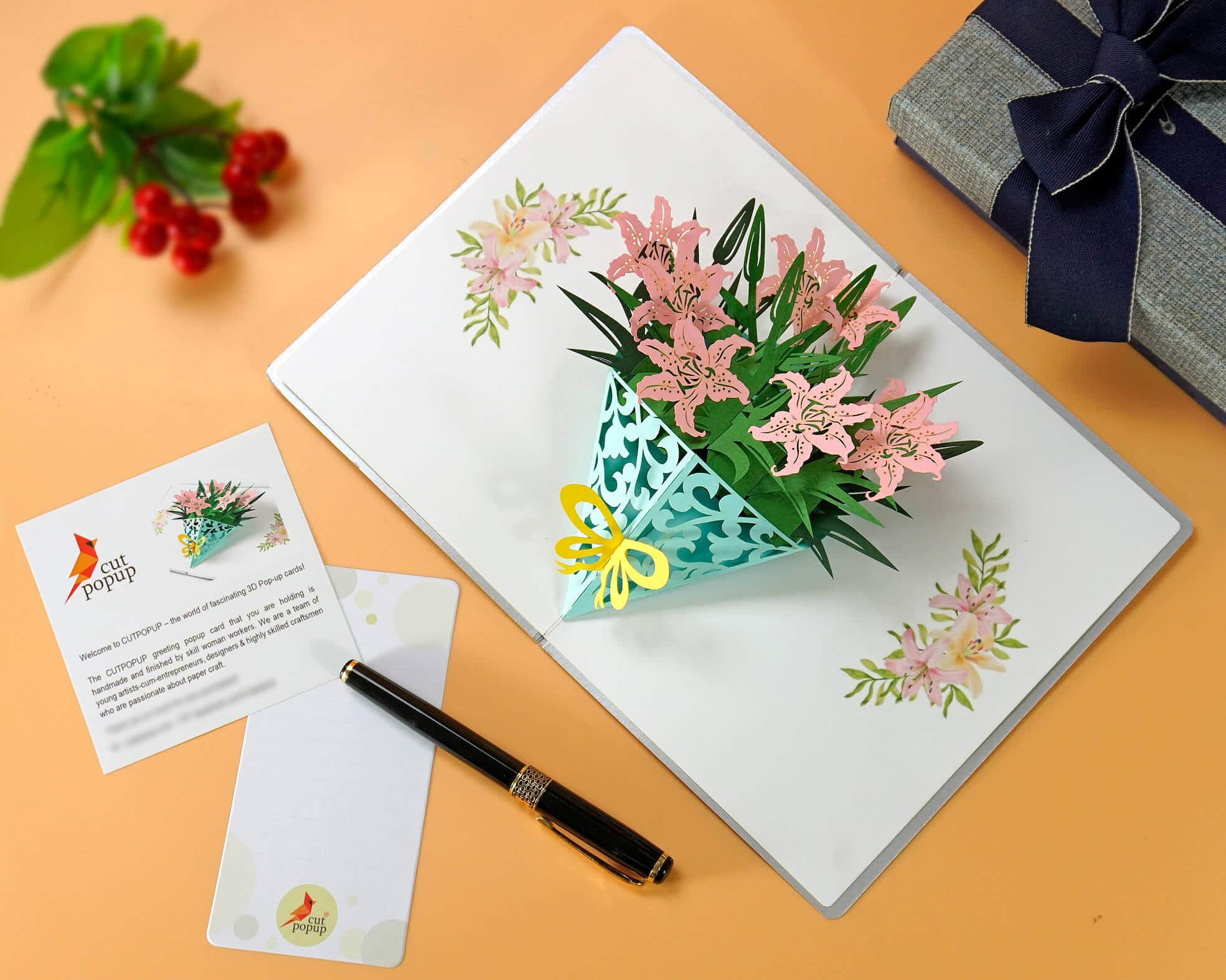 Lily flower pop up cards